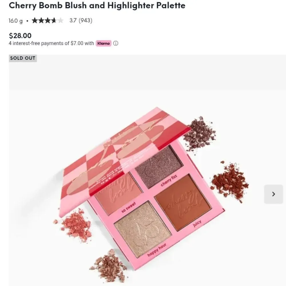 CIATE LONDON Cherry Bomb Blush & Highlighter Palette NEW light medium